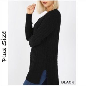 Black cable popcorn sweater 1X 2X 3X